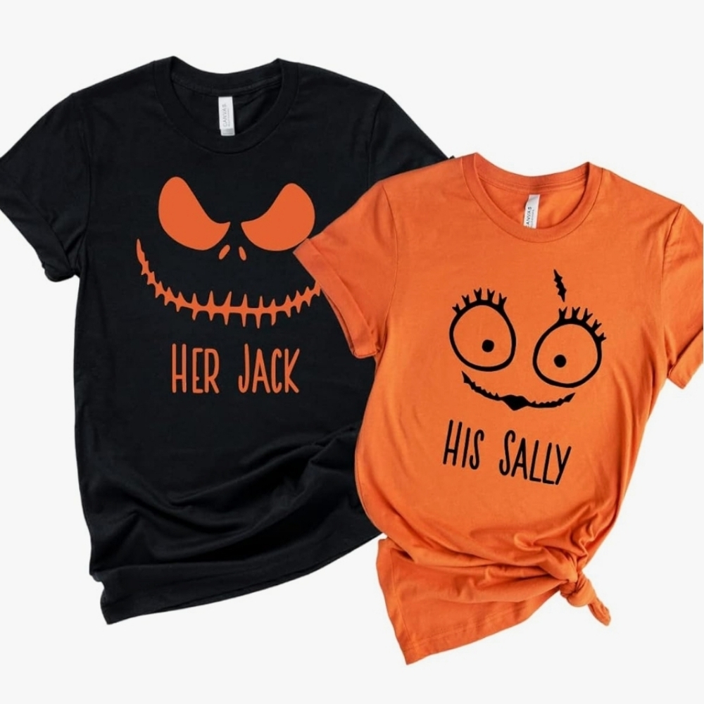 🧡👻His & Hers T-shirts His Sally Her Jack Size Small And Medium👻🧡